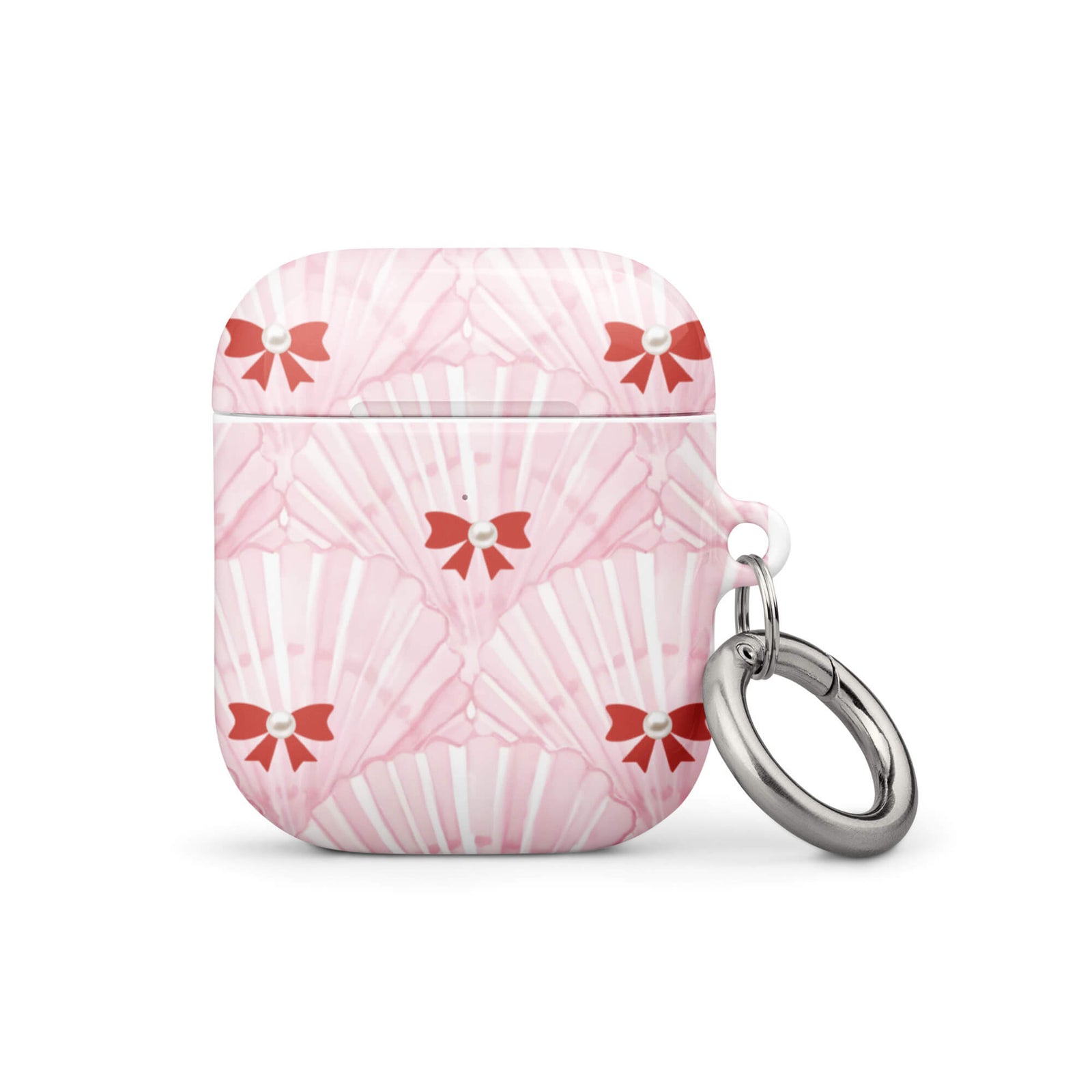Custom hot pink bow AirPods case gen1 cute feminine.