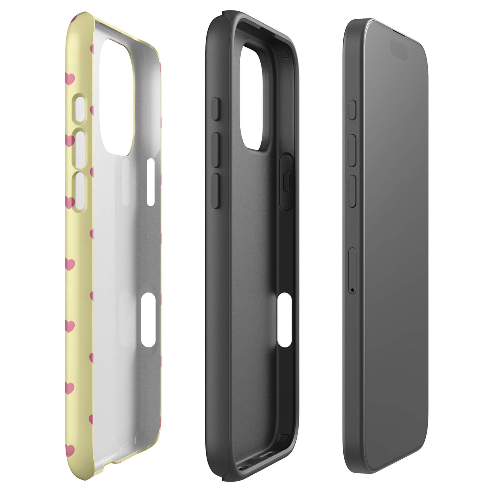 Custom cream yellow polka dot iphone case 16 pro max dual-layer shockproof protection.
