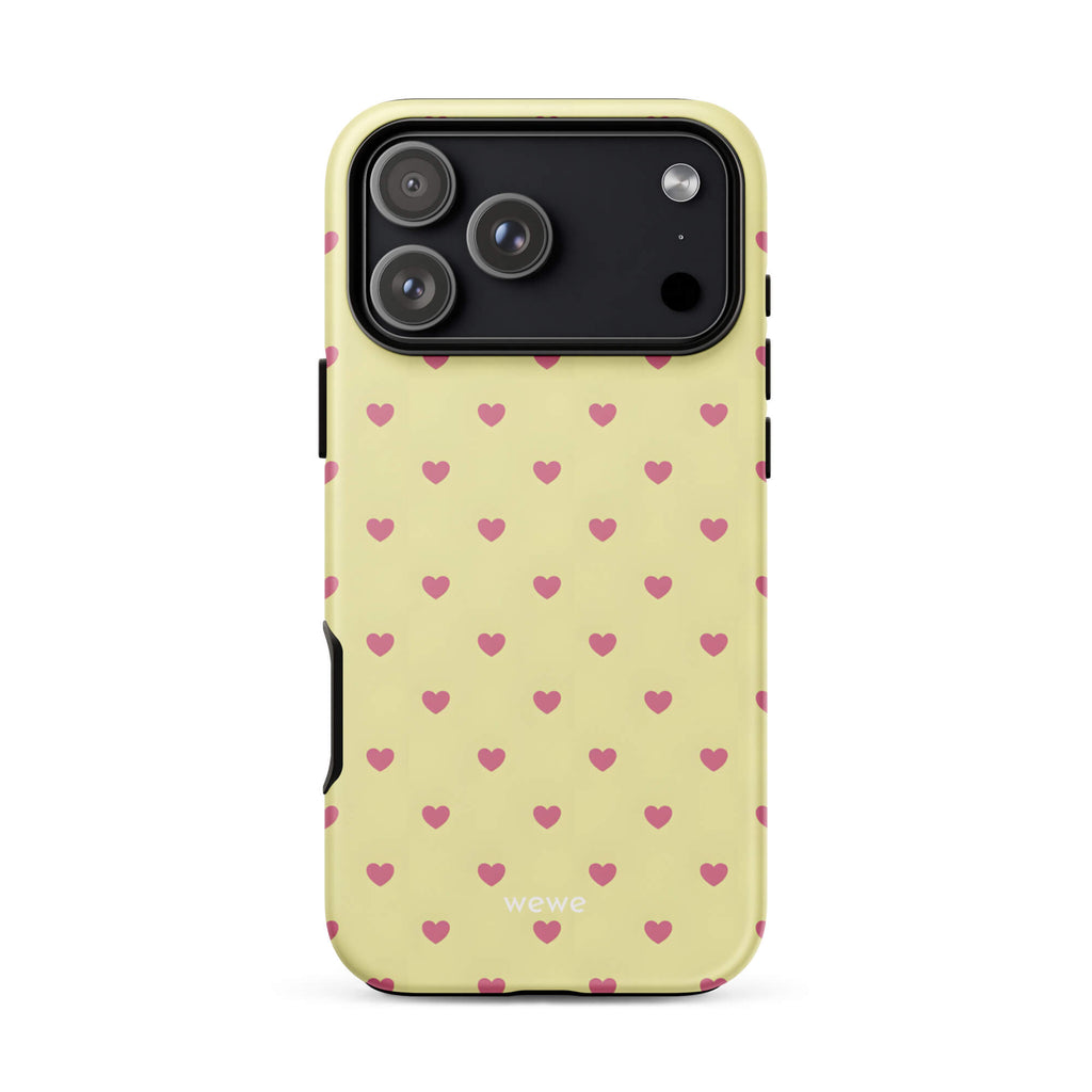 Custom cream yellow polka dot iphone case 17 pro max cheerful gift.