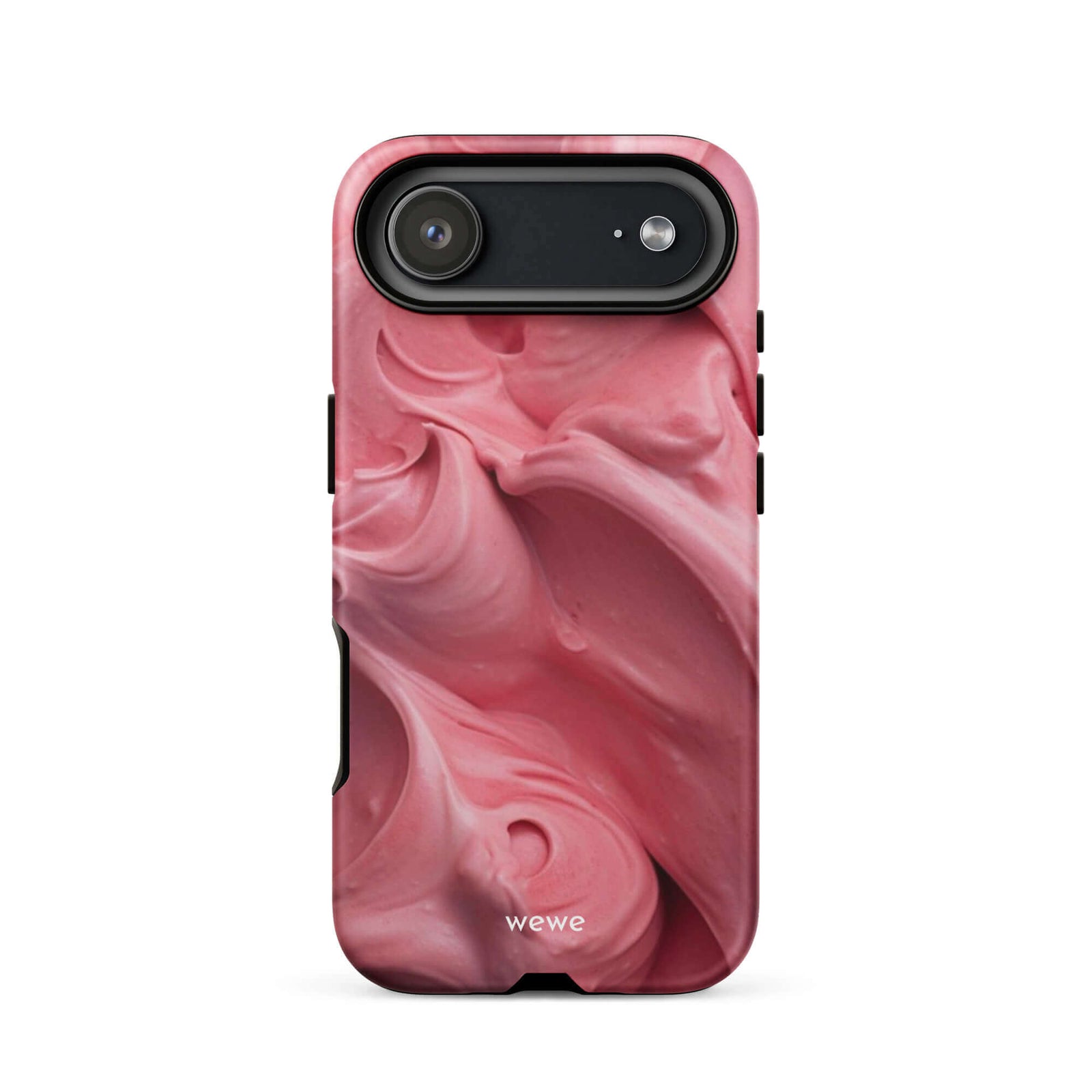 Custom iPhone case 17 air with a close-up, macro photo of a textured, light pink frosting or ice cream.