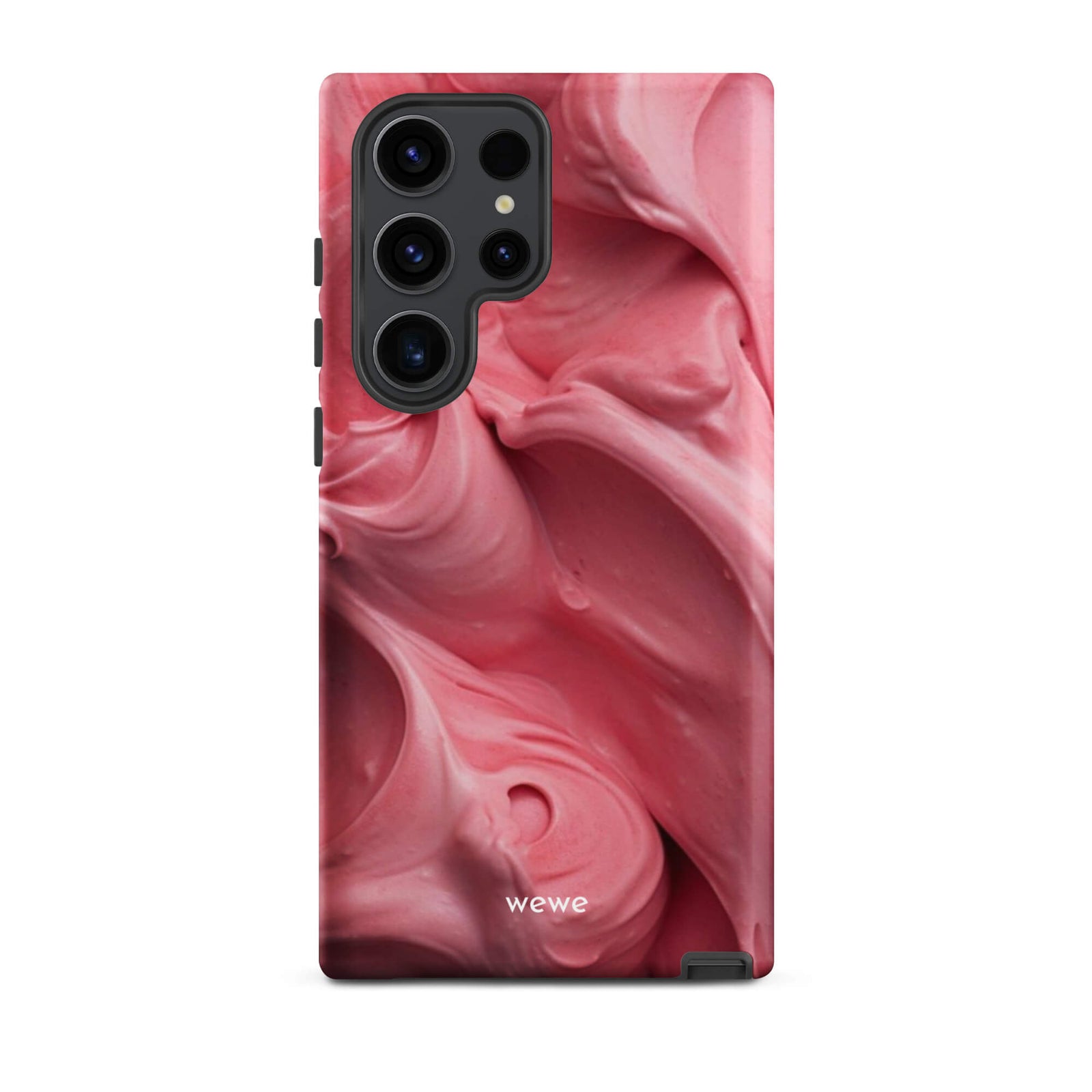 Custom samsung galaxy s23 ultra Phone case with a close-up, macro photo of a textured, light pink frosting or ice cream.