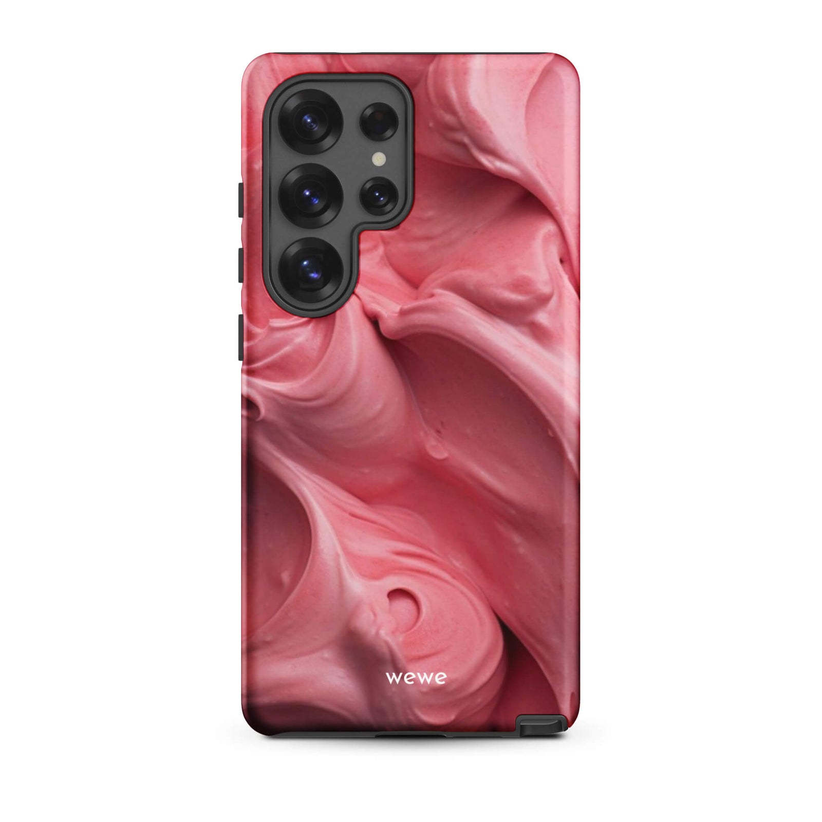 Custom samsung galaxy s25 ultra Phone case with a close-up, macro photo of a textured, light pink frosting or ice cream.