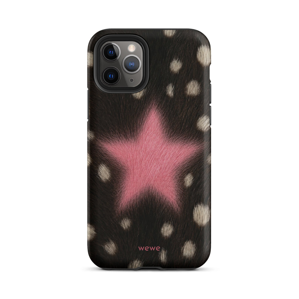 Pink Fuzzy Star Cow Print iPhone Case for iPhone 11 Pro