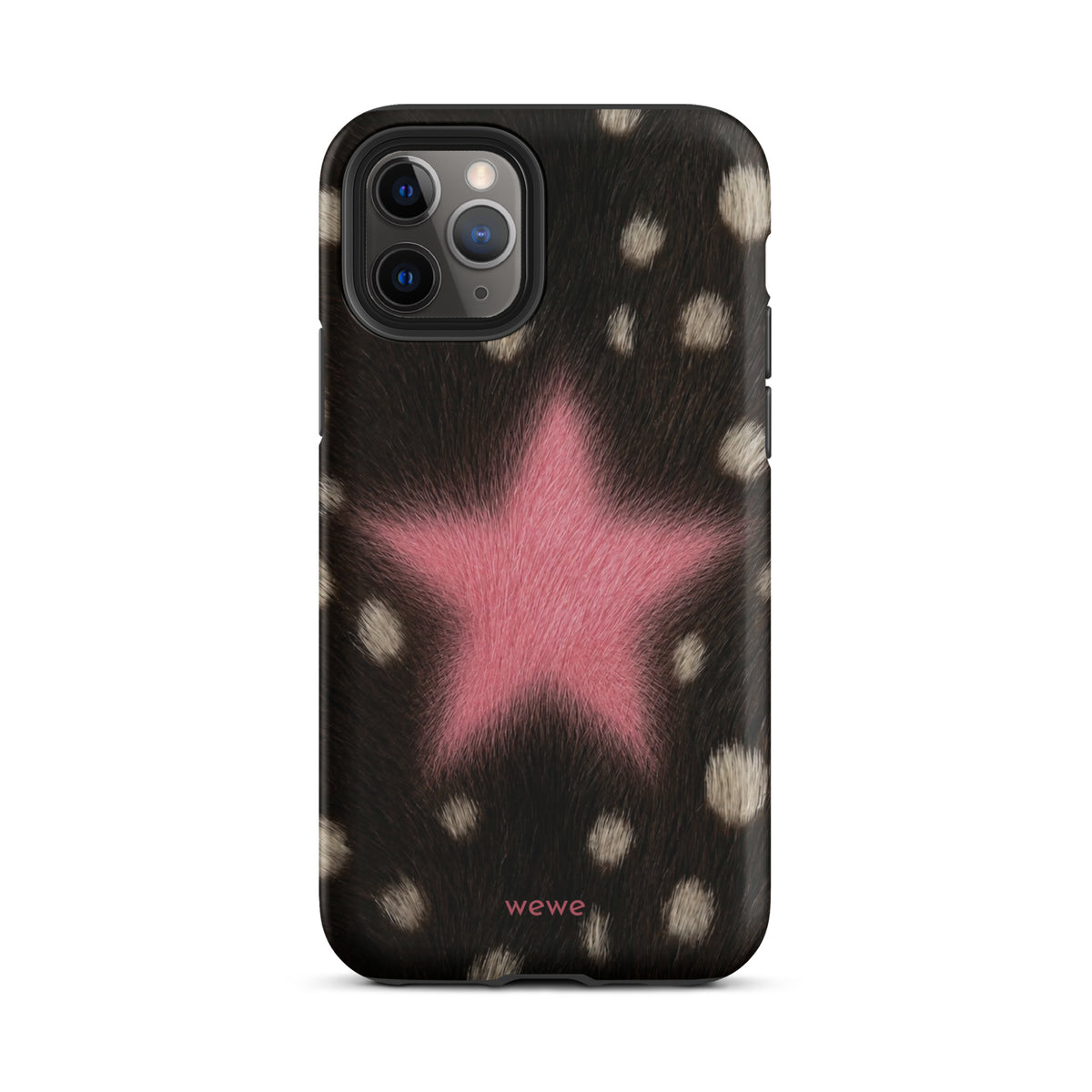Pink Fuzzy Star Cow Print iPhone Case for iPhone 11 Pro