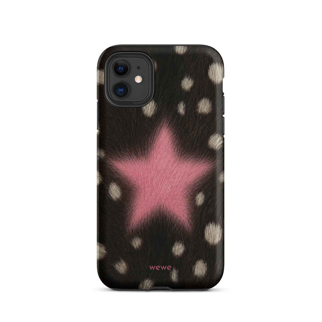 Pink Fuzzy Star Cow Print iPhone Case for iPhone 11