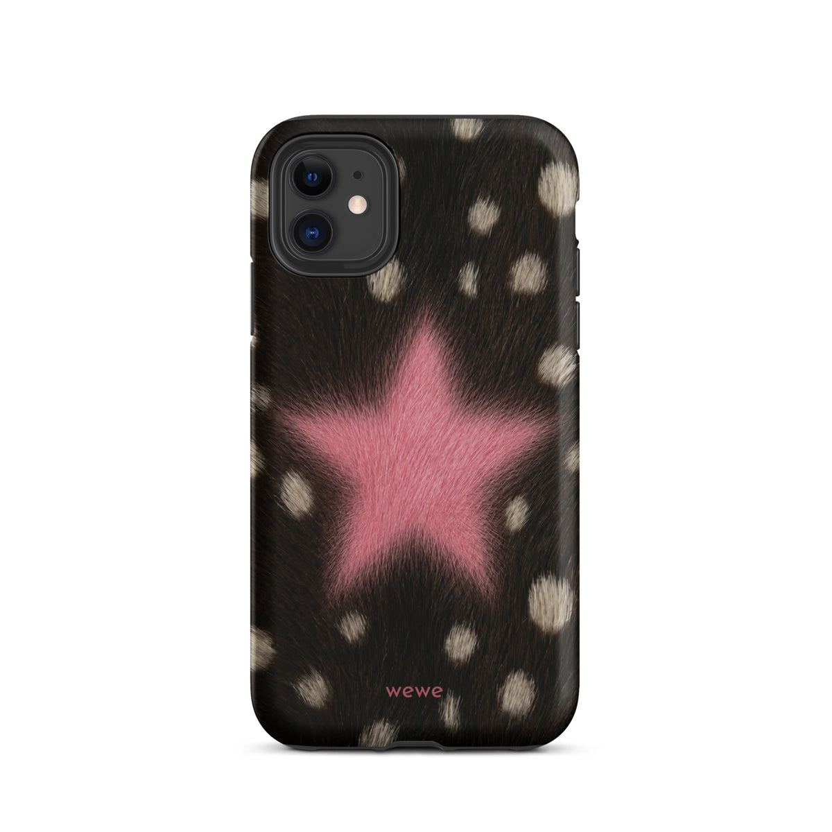 Pink Fuzzy Star Cow Print iPhone Case for iPhone 11