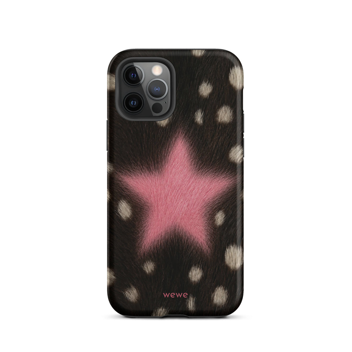 Pink Fuzzy Star Cow Print iPhone Case for iPhone 12 Pro