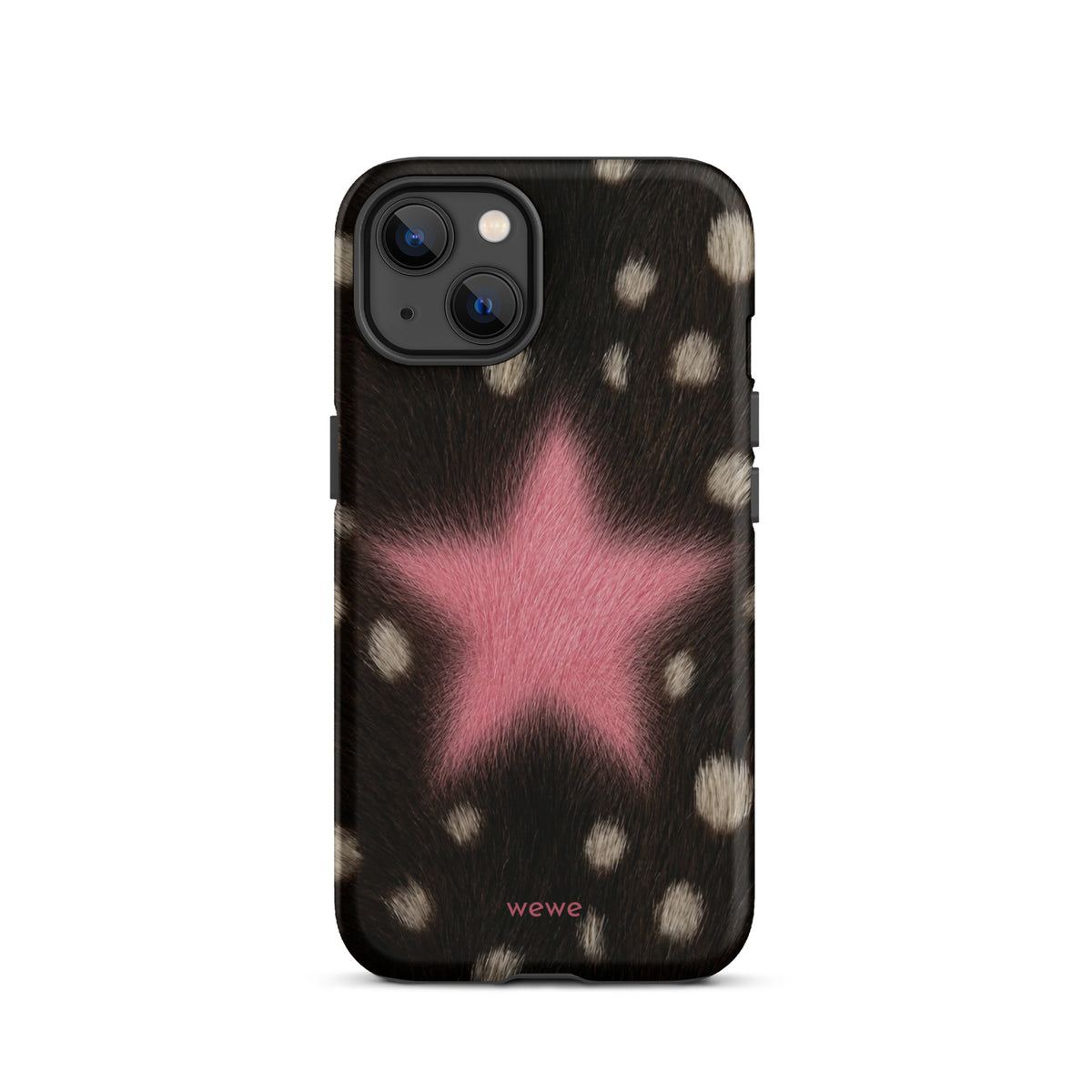 Pink Fuzzy Star Cow Print iPhone Case for iPhone 13