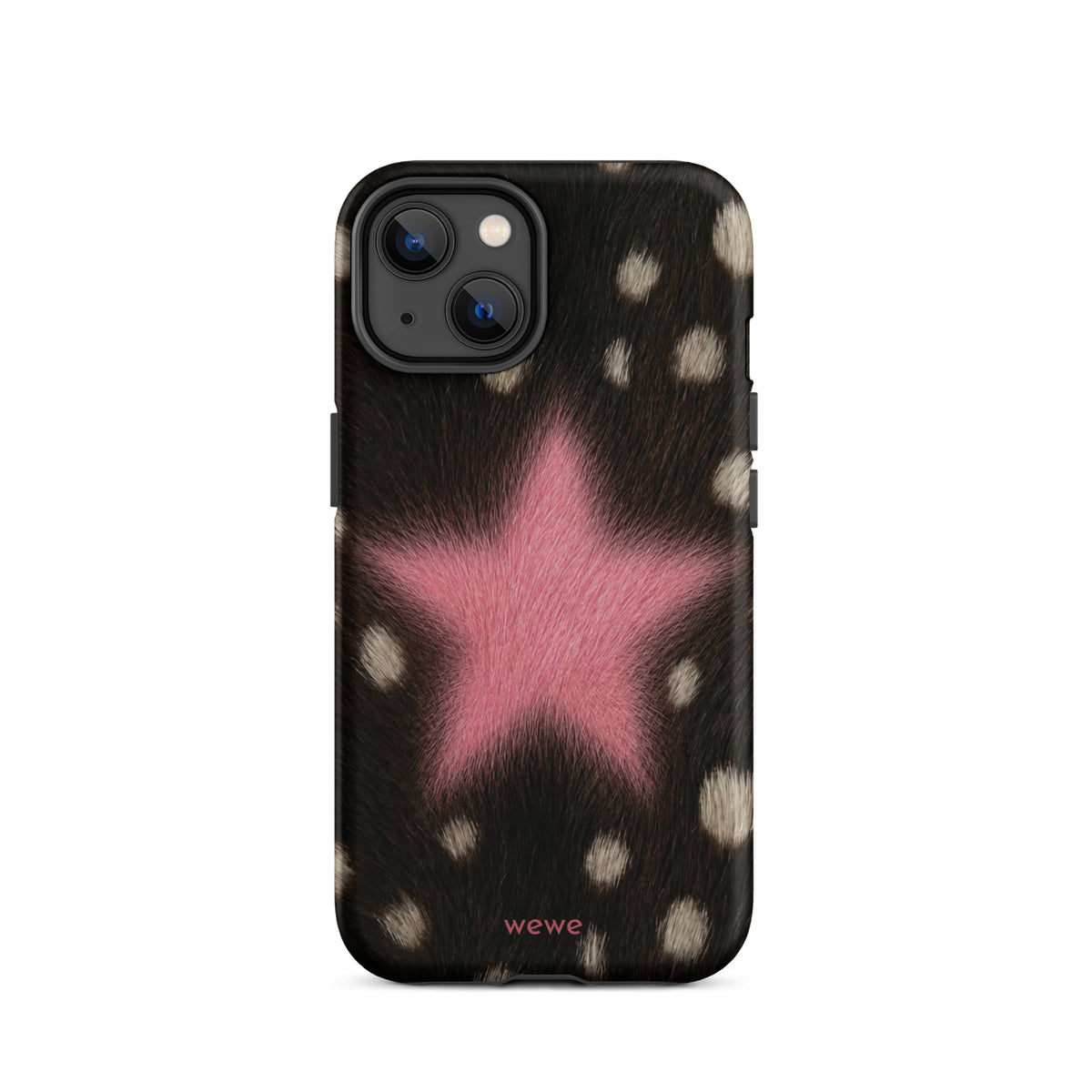 Pink Fuzzy Star Cow Print iPhone Case for iPhone 14