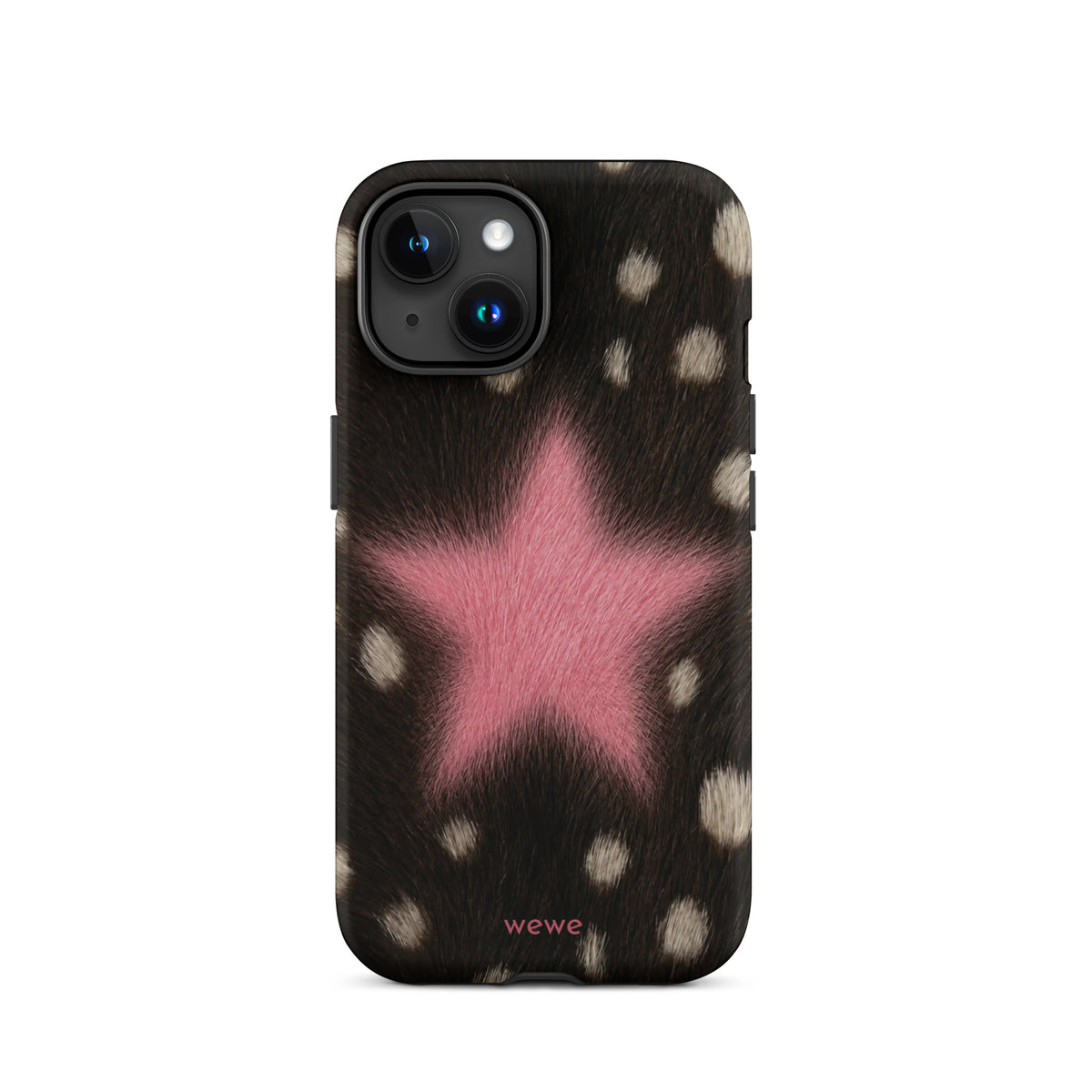Pink Fuzzy Star Cow Print iPhone Case for iPhone 15
