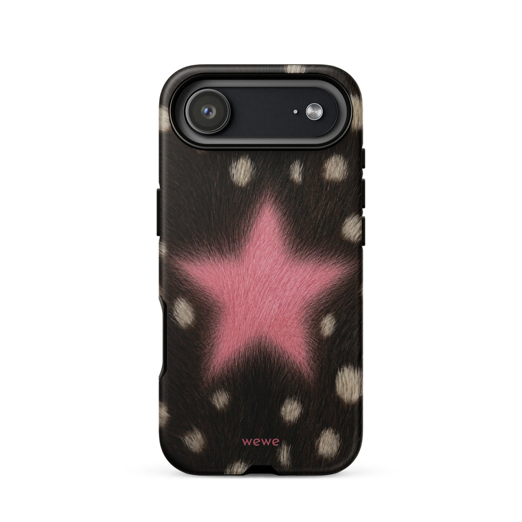 Pink Fuzzy Star Cow Print iPhone Case for iPhone 17 Air