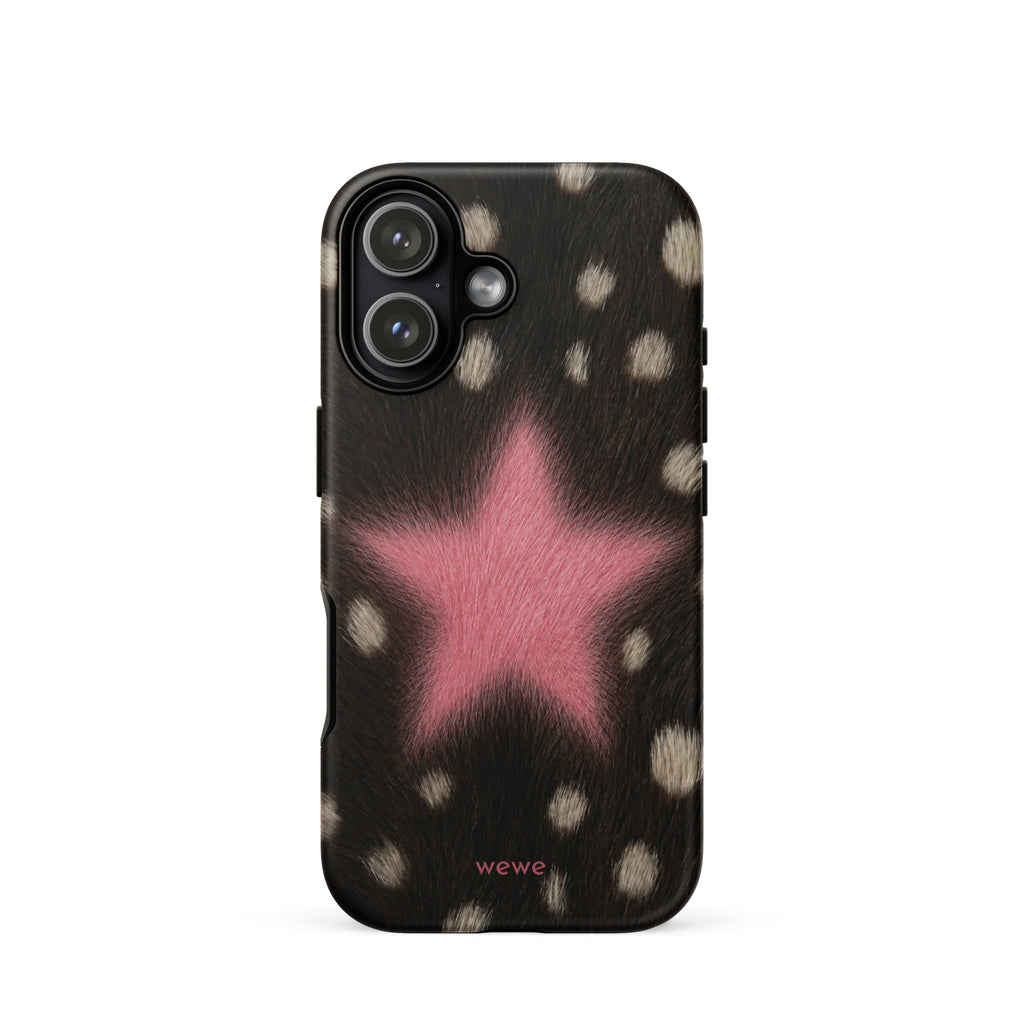 Pink Fuzzy Star Cow Print iPhone Case for iPhone 17