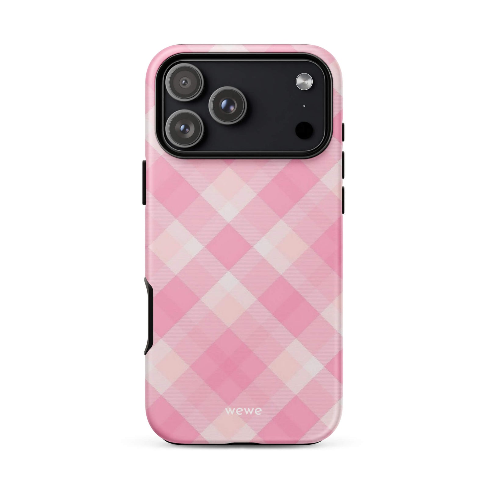 Custom blush pink gingham iphone case 17 pro max vintage style.