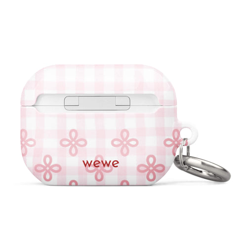 Custom baby pink lace airpods case pro gen2  romantic aesthetic back view.