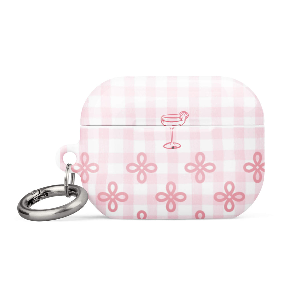 Custom baby pink lace airpods case pro gen2 romantic aesthetic front view.
