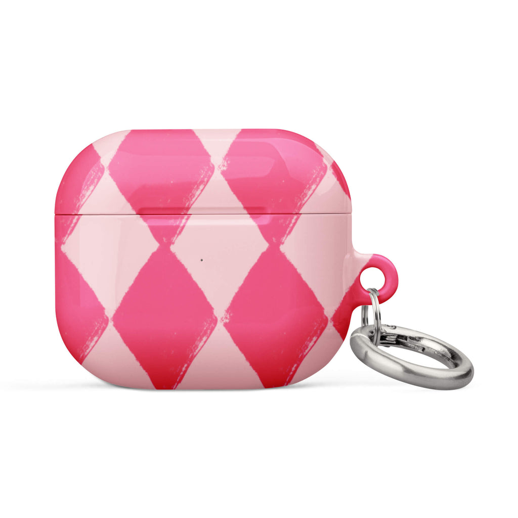 Custom pink white checkered AirPods case 3rd generation retro aesthetic.