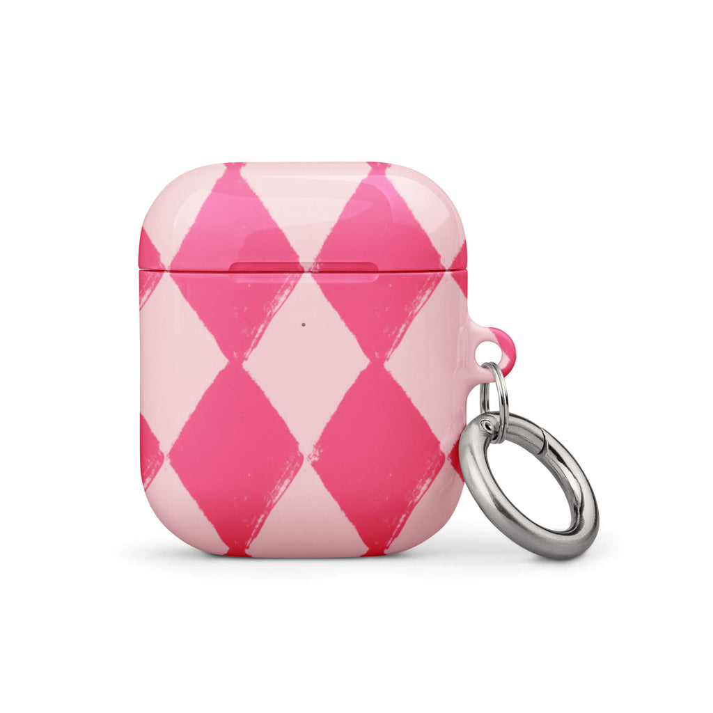 Custom pink white checkered AirPods case gen1 retro aesthetic.