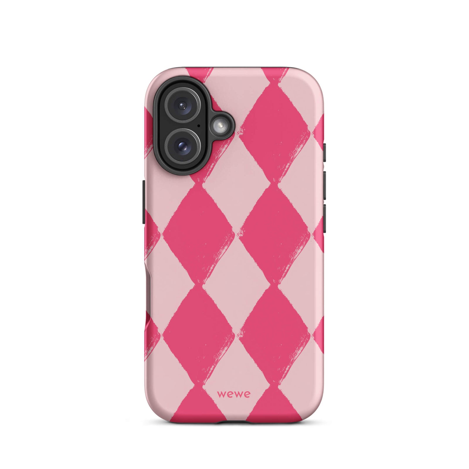 Custom pink white checkered iphone case 16 gift ideal.