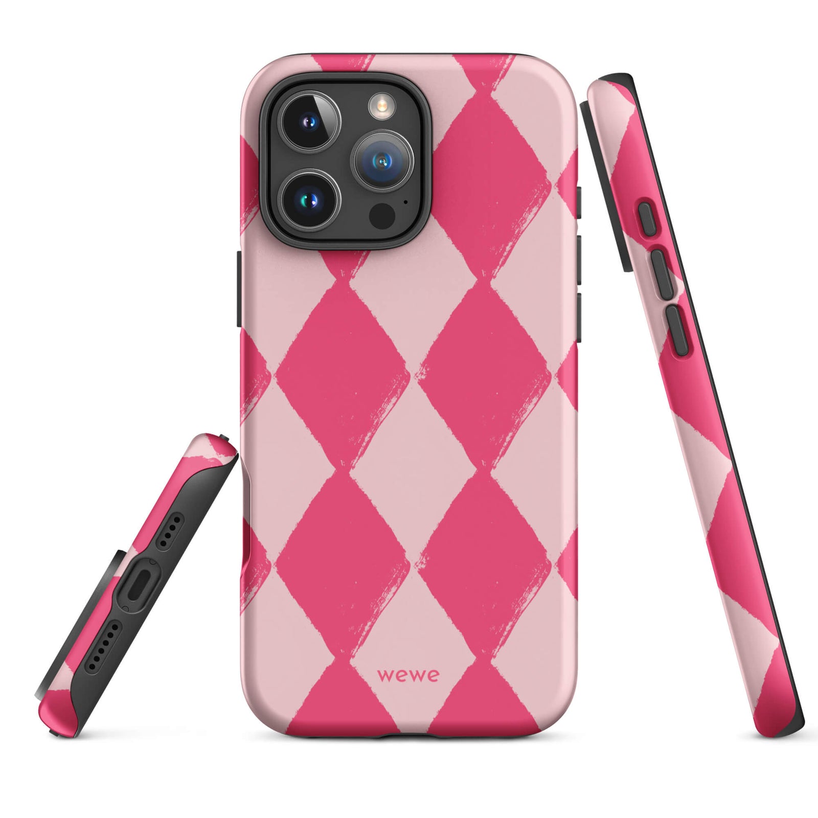 Custom pink white checkered iphone case 16 pro max  retro aesthetic.