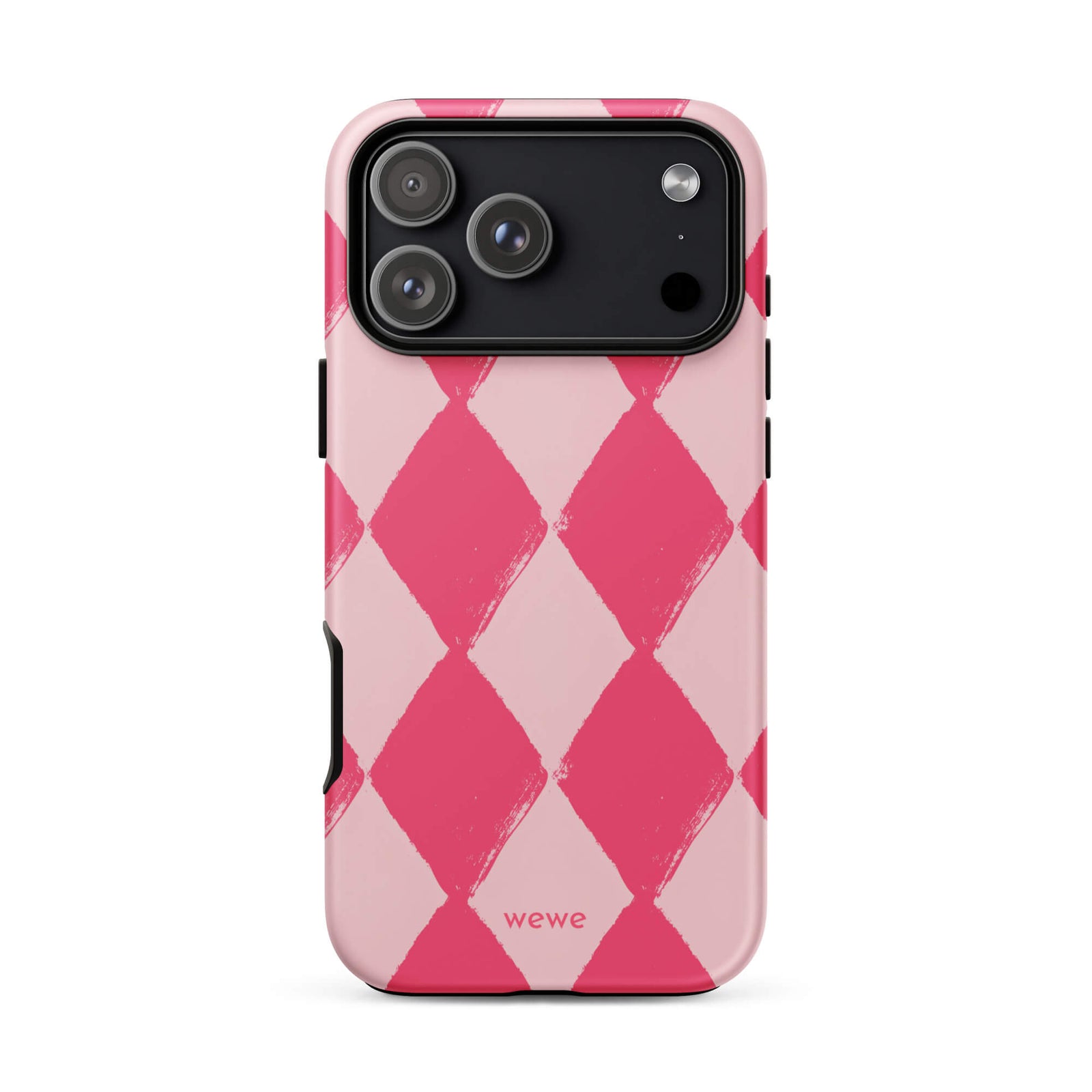 Custom pink white checkered iphone case 17 pro max retro aesthetic.