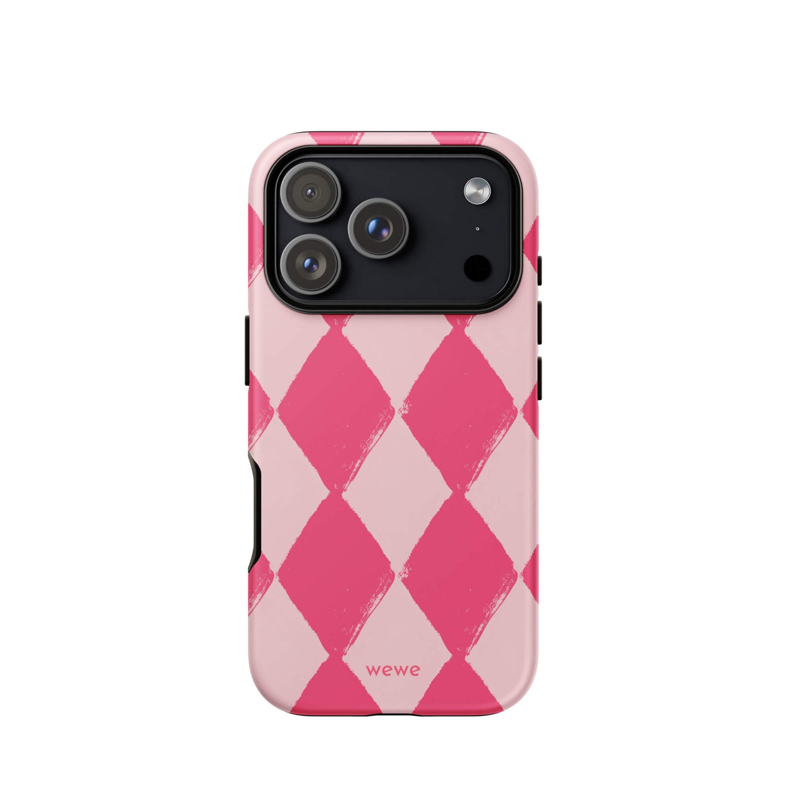 Custom pink white checkered iphone case 17 pro retro aesthetic.