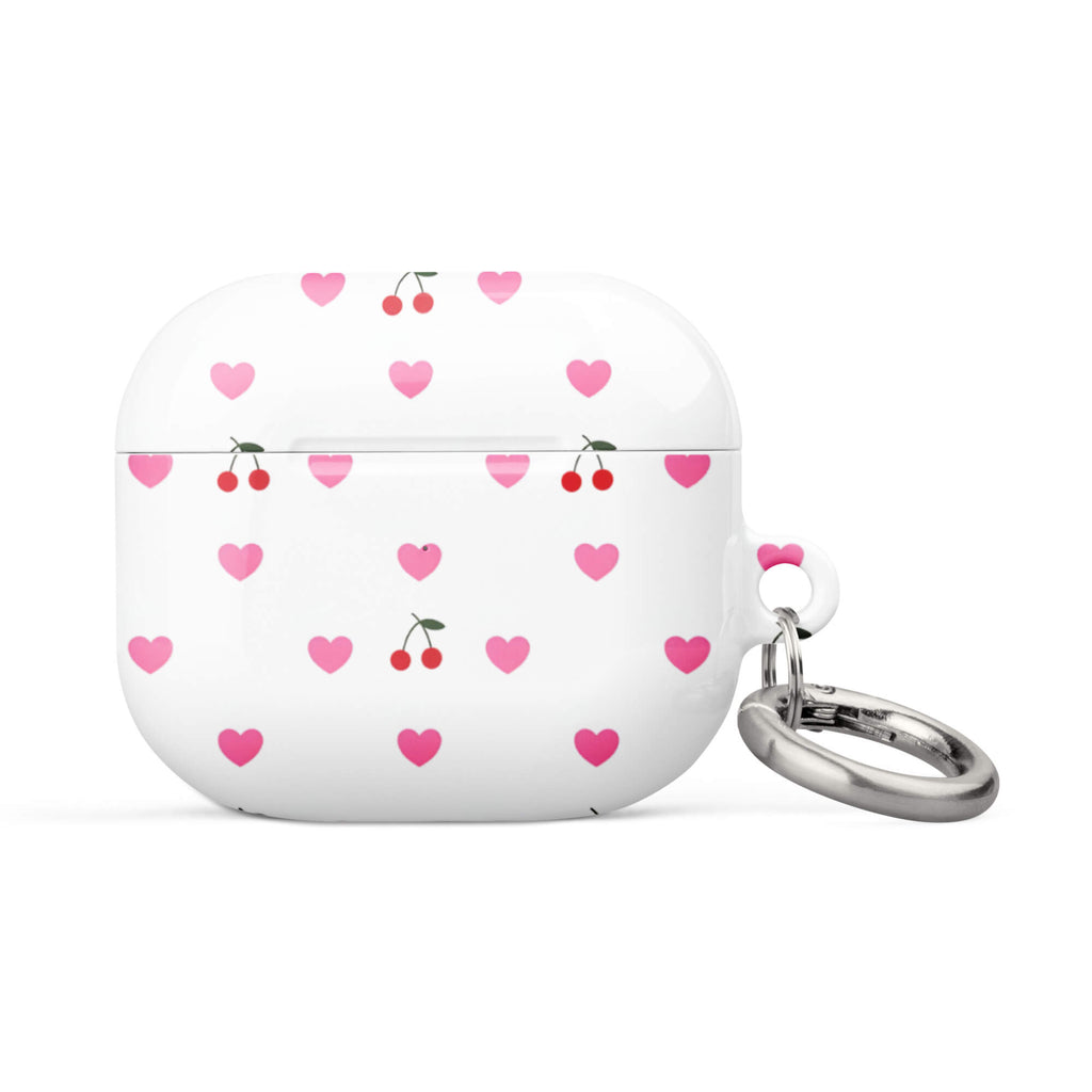 Custom pink heart cherry AirPods case AirPods case 3rd generation adorable design.