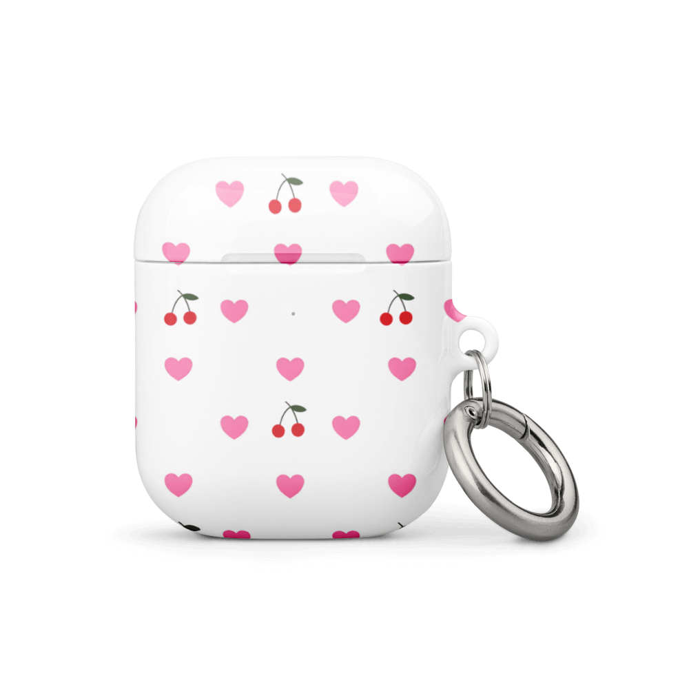 Custom pink heart cherry AirPods case AirPods case gen1 adorable design.