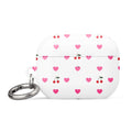 Custom pink heart cherry AirPods case pro gen2 adorable design front view.