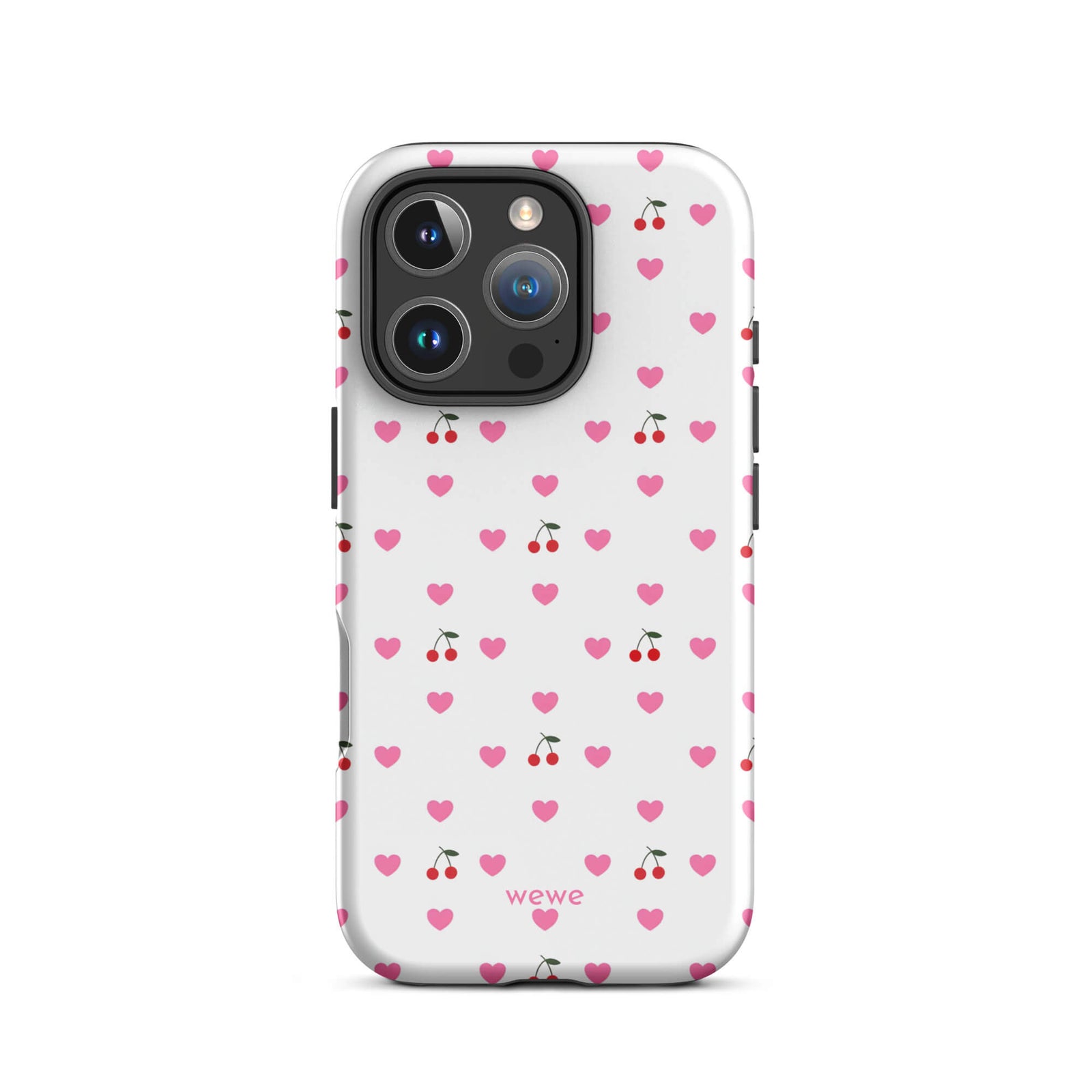 Custom pink heart cherry iphone case 16 pro cute gift.