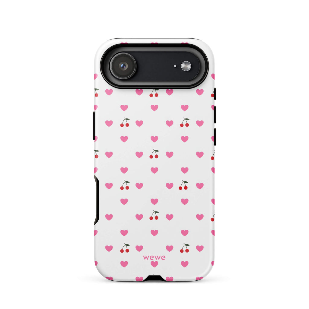 Custom pink heart cherry iphone case 17 air adorable design.