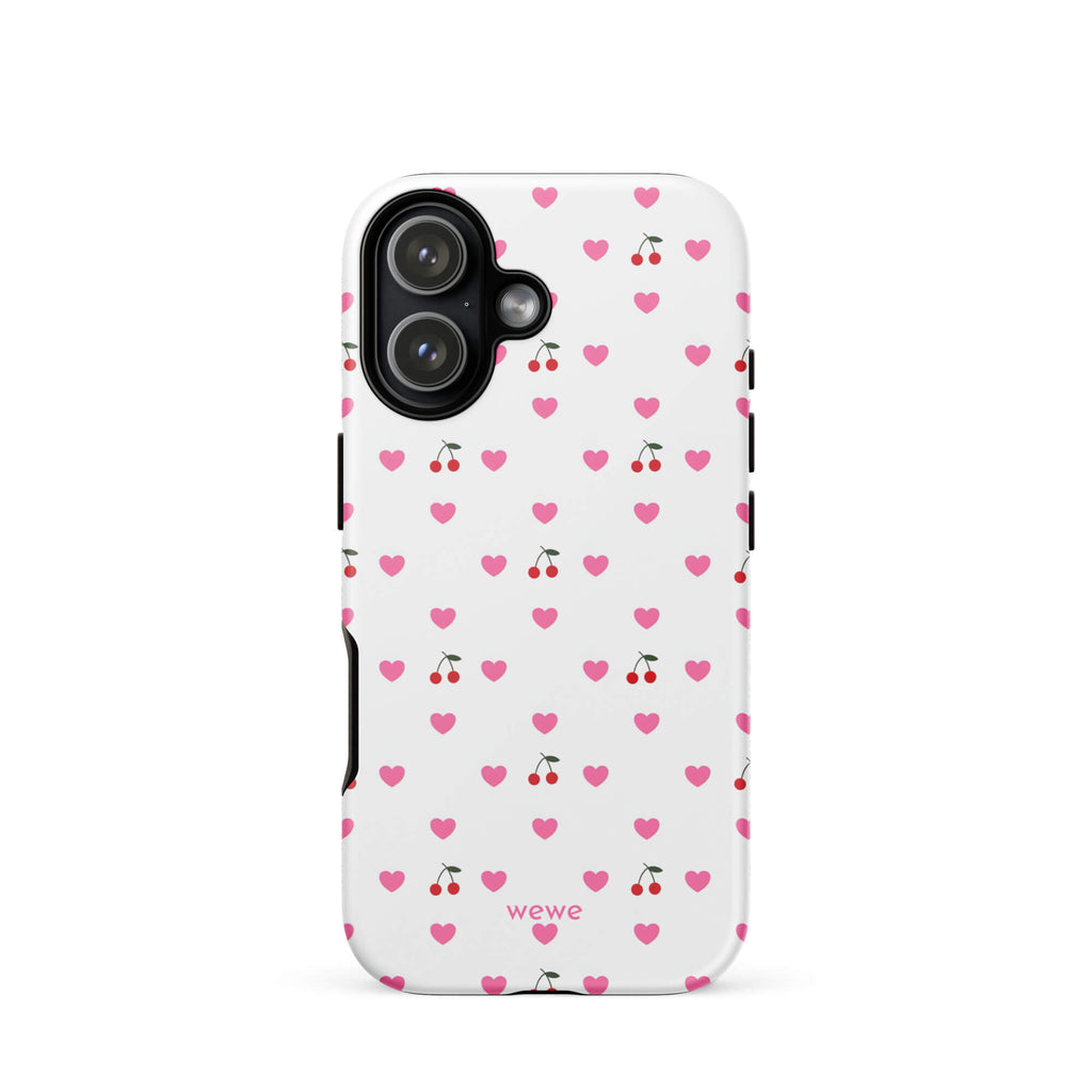 Custom pink heart cherry iphone case 17 adorable design.