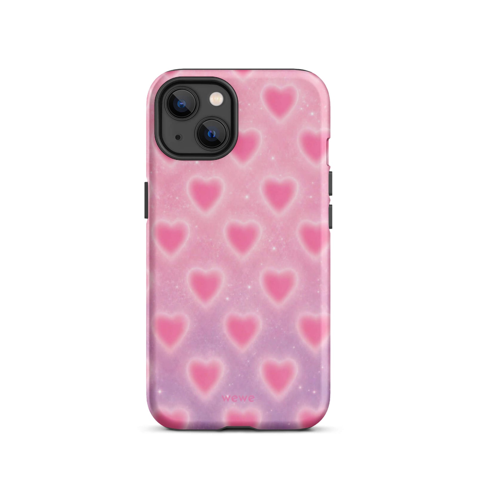 Pink Glow Heart Phone Case featuring dreamy blurred hearts and tiny sparkles in bubblegum pink, blush pink and soft white