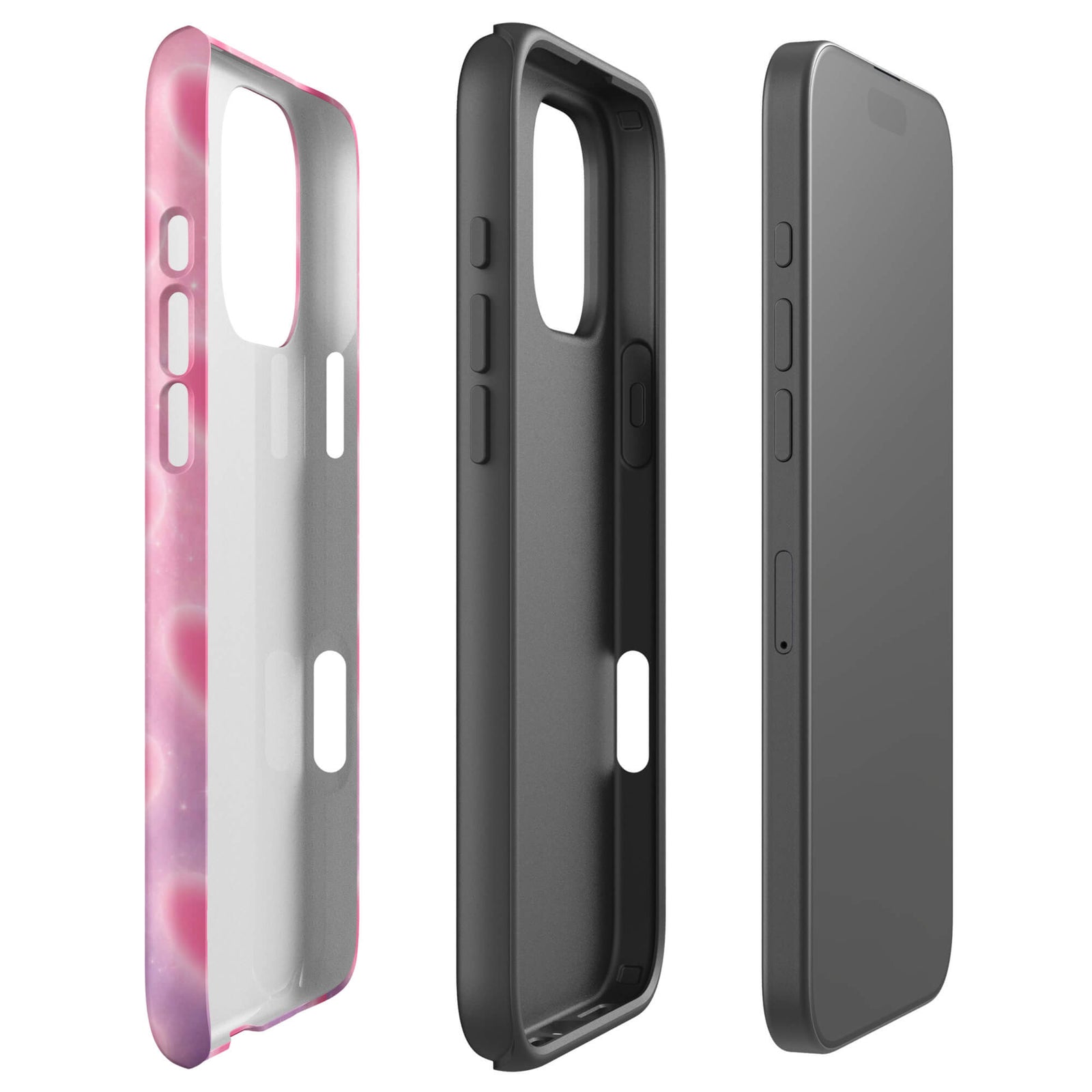 Pink Glow Heart Phone Case featuring dreamy blurred hearts and tiny sparkles in bubblegum pink, blush pink and soft white