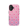 Pink Glow Heart Phone Case featuring dreamy blurred hearts and tiny sparkles in bubblegum pink, blush pink and soft white