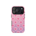 Pink Glow Heart Phone Case featuring dreamy blurred hearts and tiny sparkles in bubblegum pink, blush pink and soft white