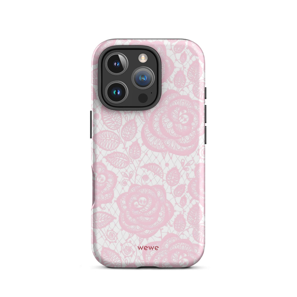 Custom pink lace iphone case 16 pro  everyday use.