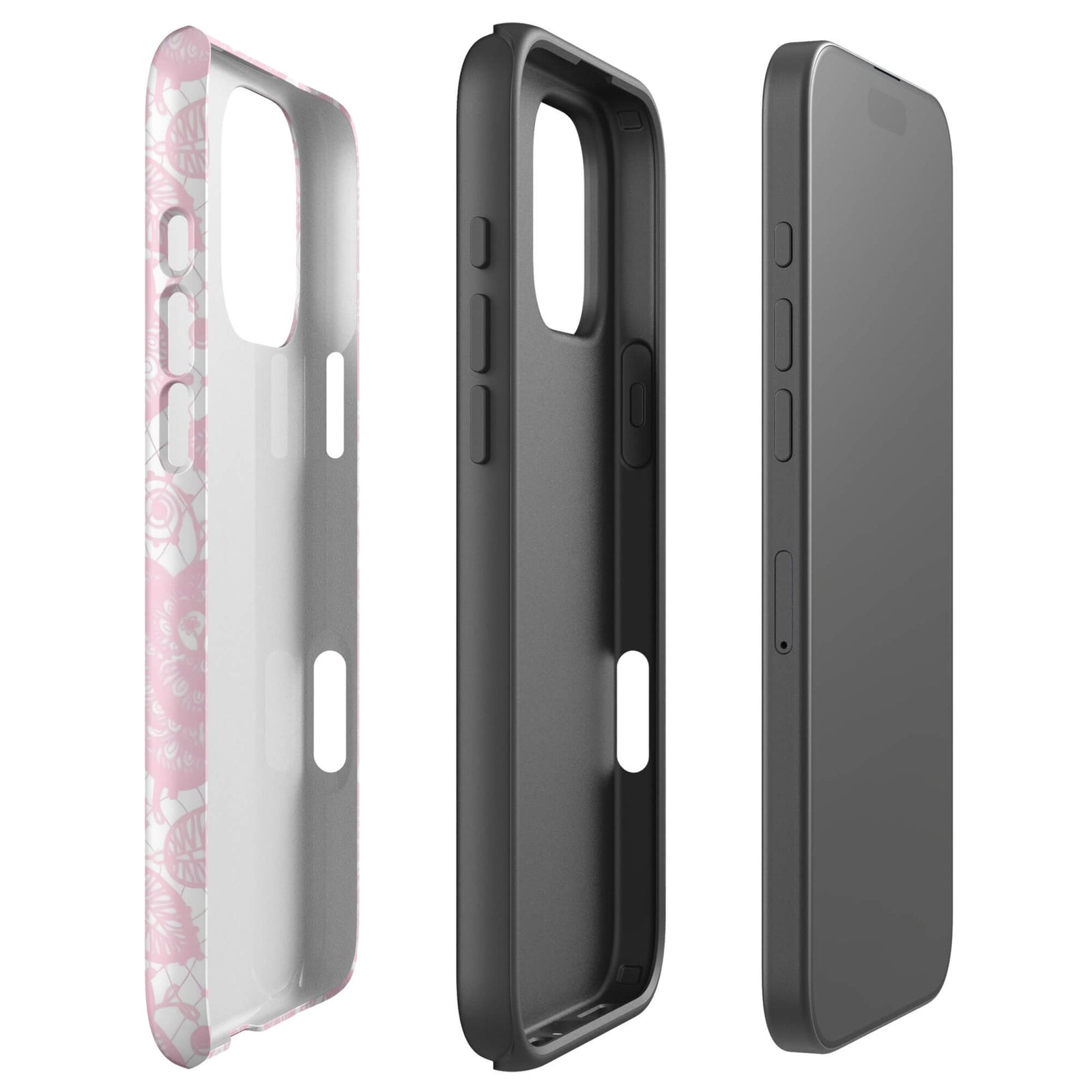 Custom pink lace iphone case 16 pro max dual-layer shockproof protection.