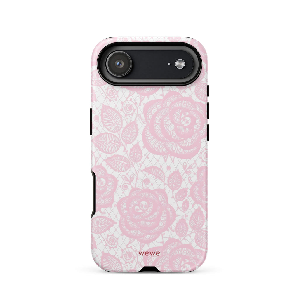 Custom pink lace iphone case 17 air romantic aesthetic.