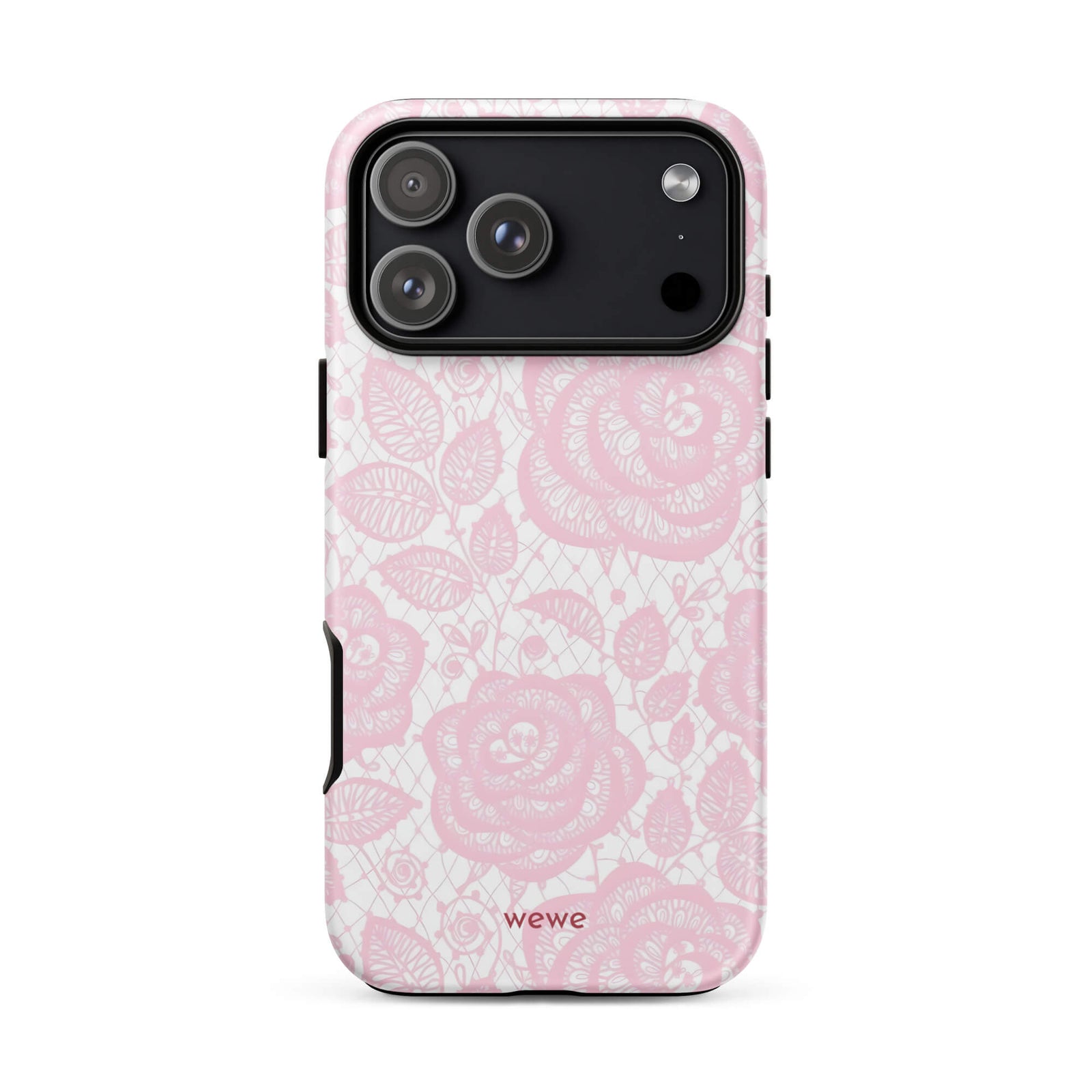 Custom pink lace iphone case 17 pro max romantic aesthetic.