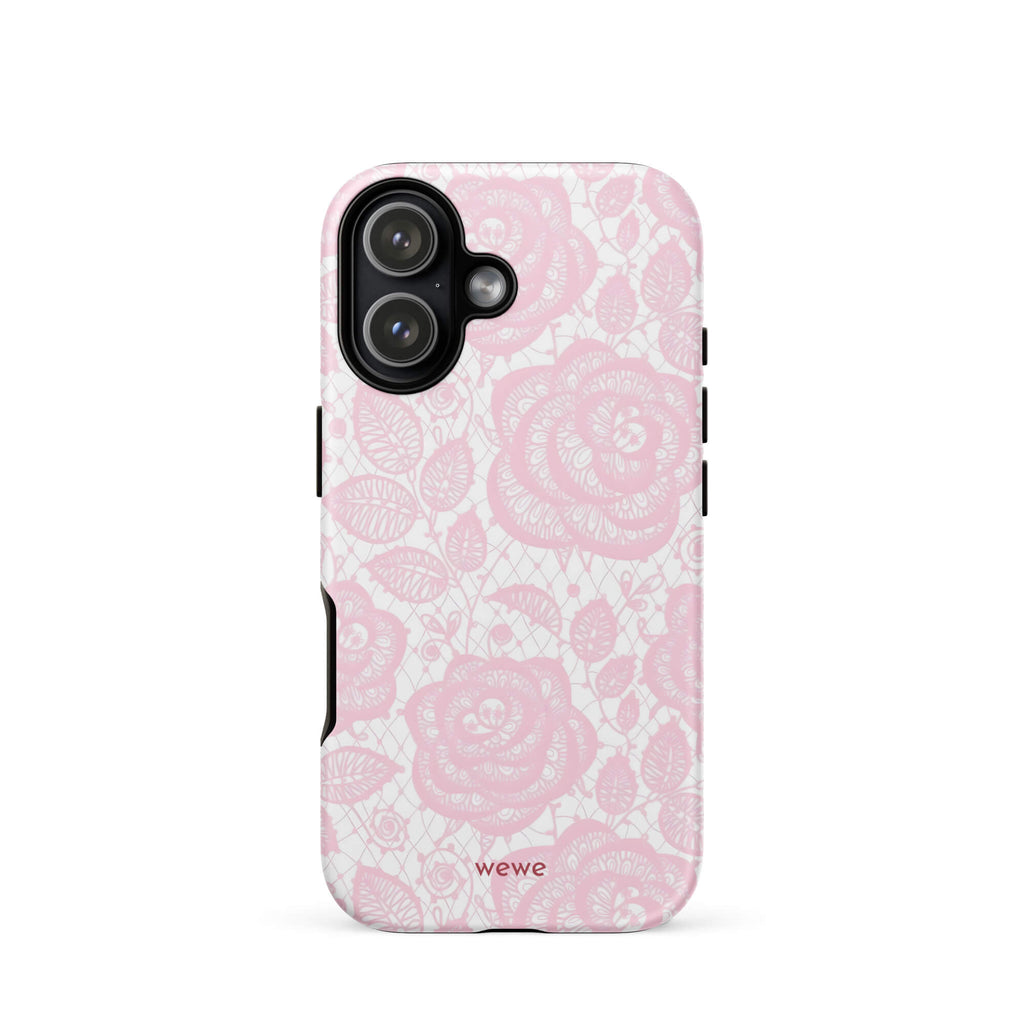 Custom pink lace iphone case 17 romantic aesthetic.