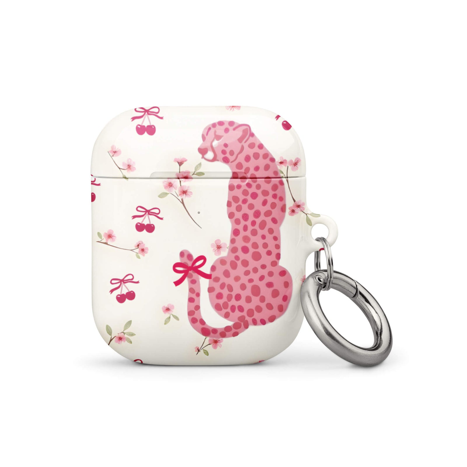 Custom rose leopard print AirPods case gen1 trendy.