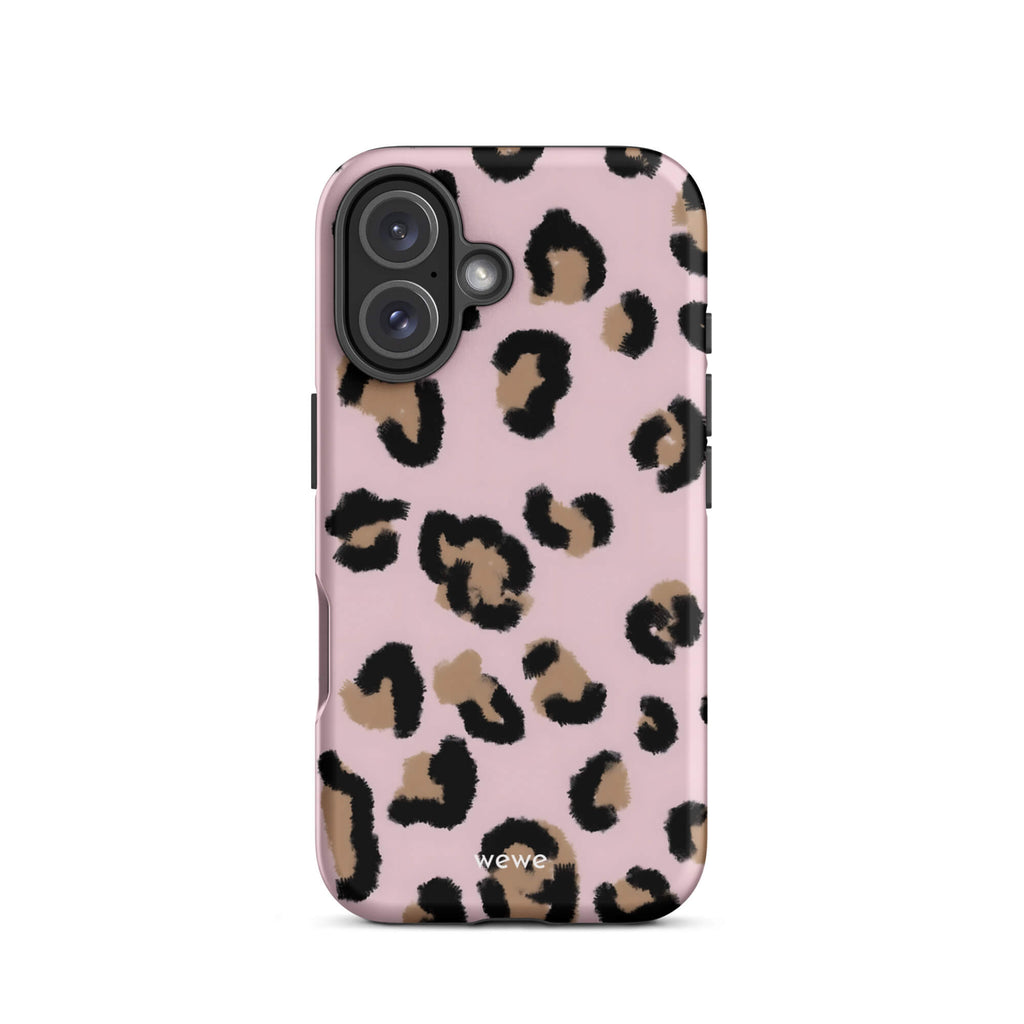 Custom pink leopard print iphone case 16 trendy.