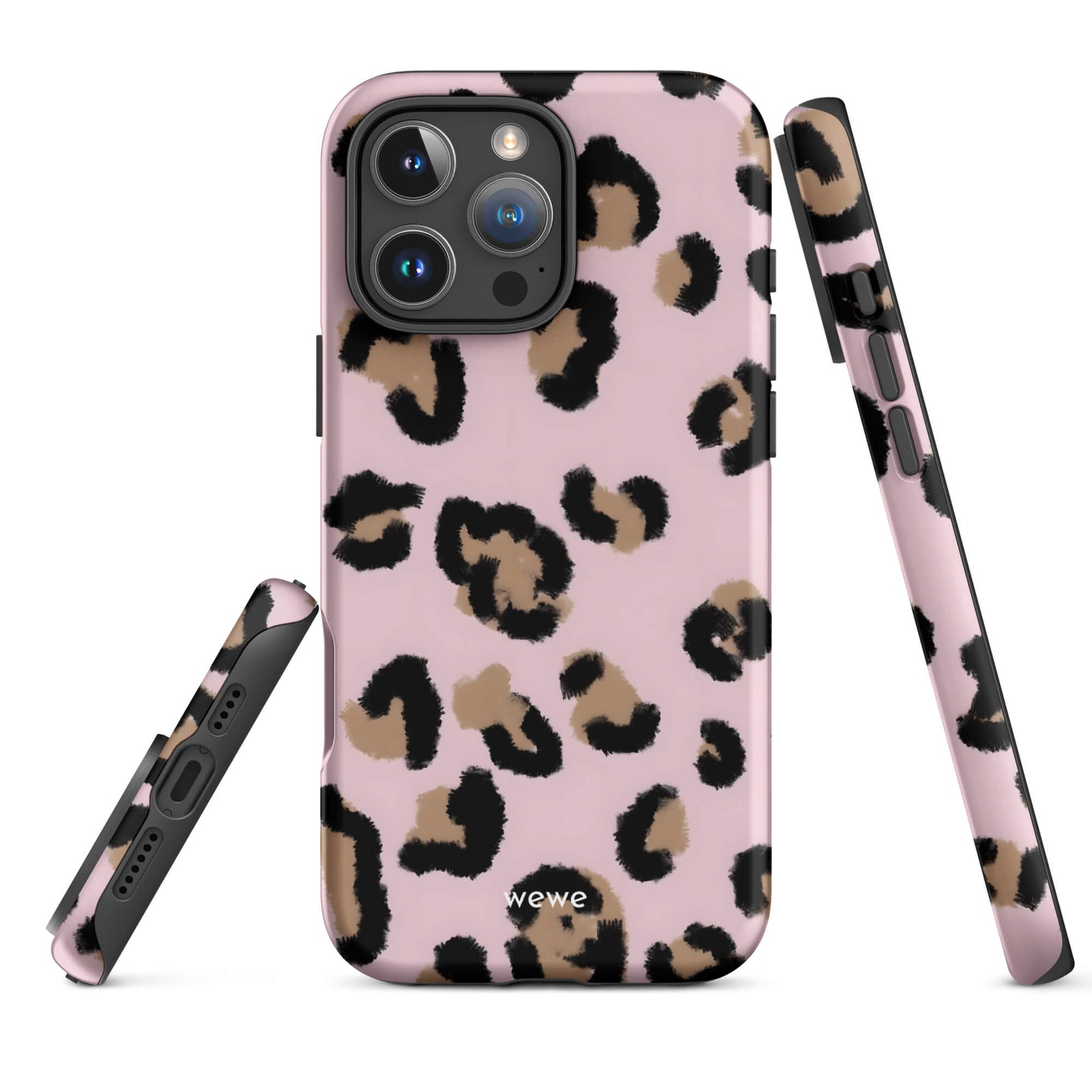 Custom pink leopard print iphone case 16 pro max trendy.