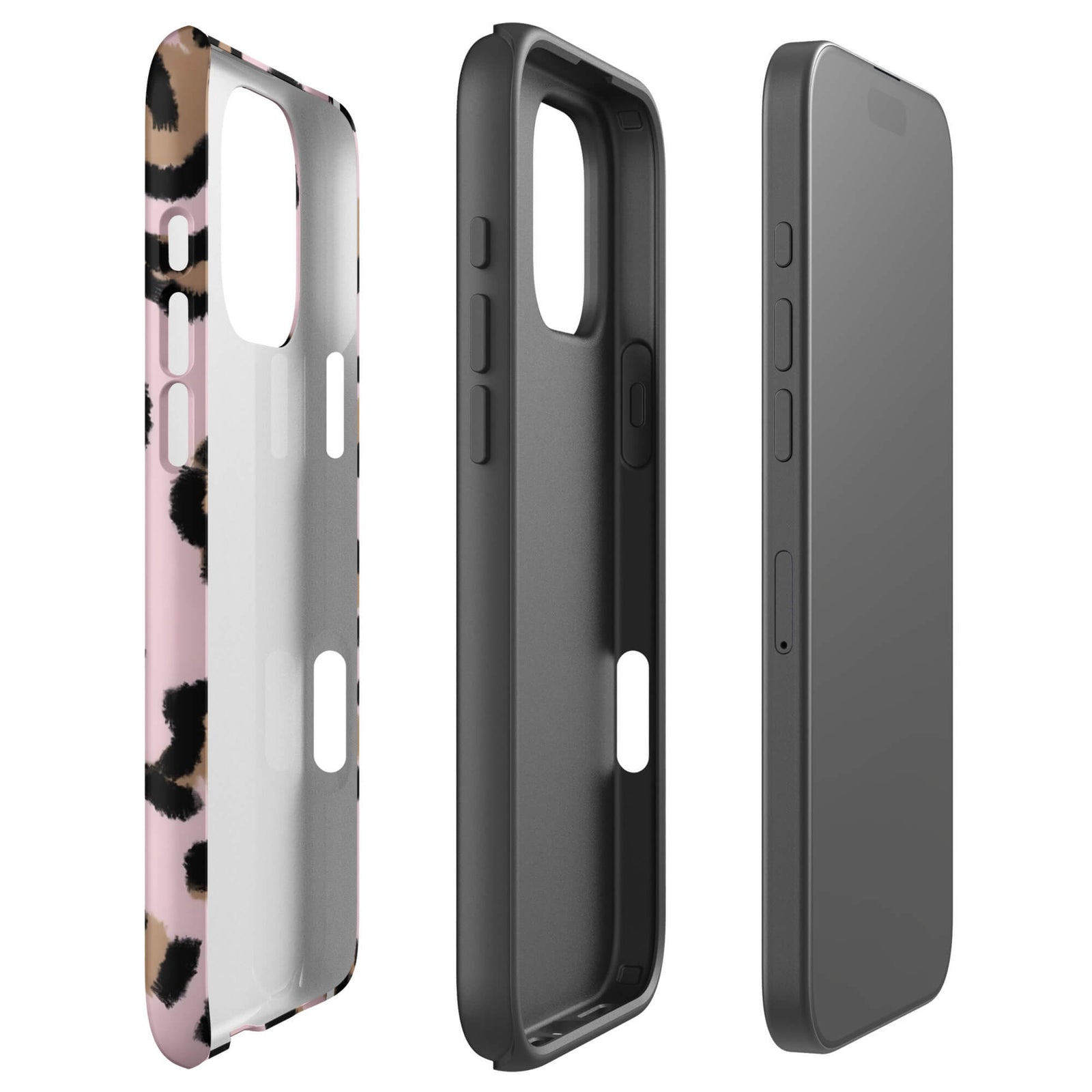 Custom pink leopard print iphone case 16 pro max dual-layer shockproof protection.