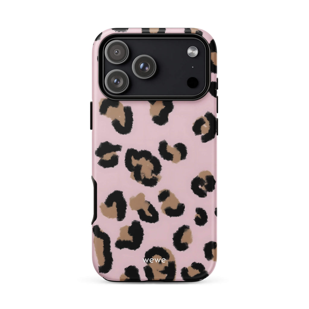 Custom pink leopard print iphone case 17 pro max trendy.