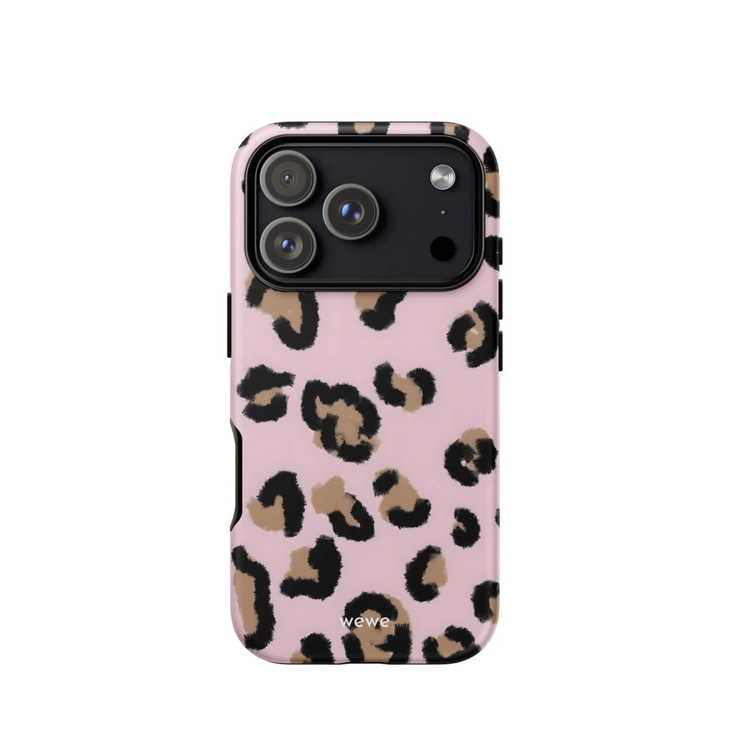 Custom pink leopard print iphone case 17 pro trendy.