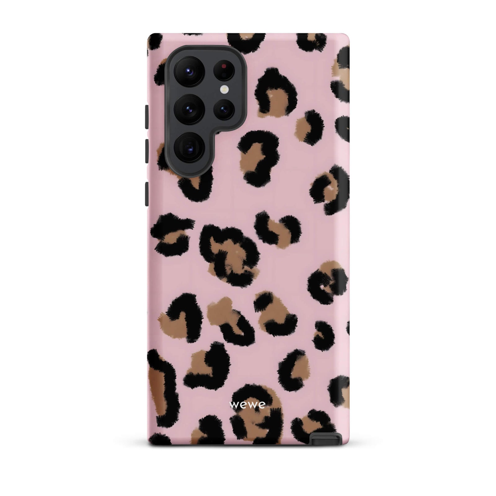 Custom samsung galaxy s22 ultra   Phone case with a chic leopard animal print pattern on a pink background.