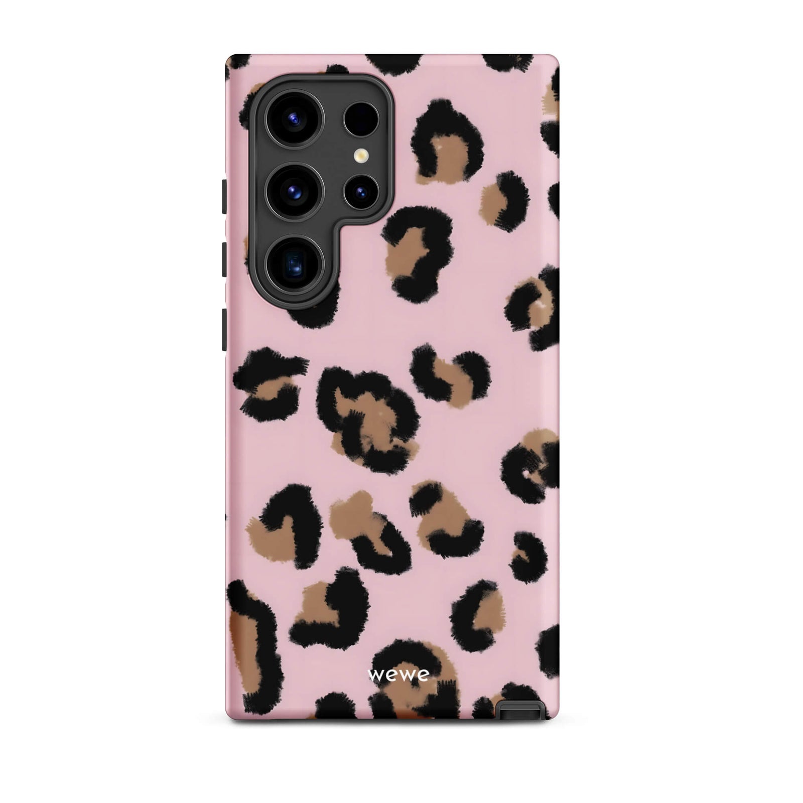 Custom samsung galaxy s24 ultra   Phone case with a chic leopard animal print pattern on a pink background.