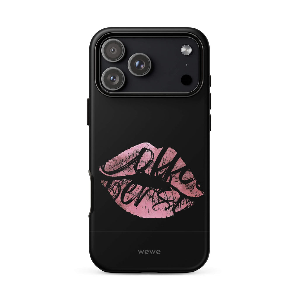 Custom limited kiss iPhone case 17 pro max romantic pink tones lip.