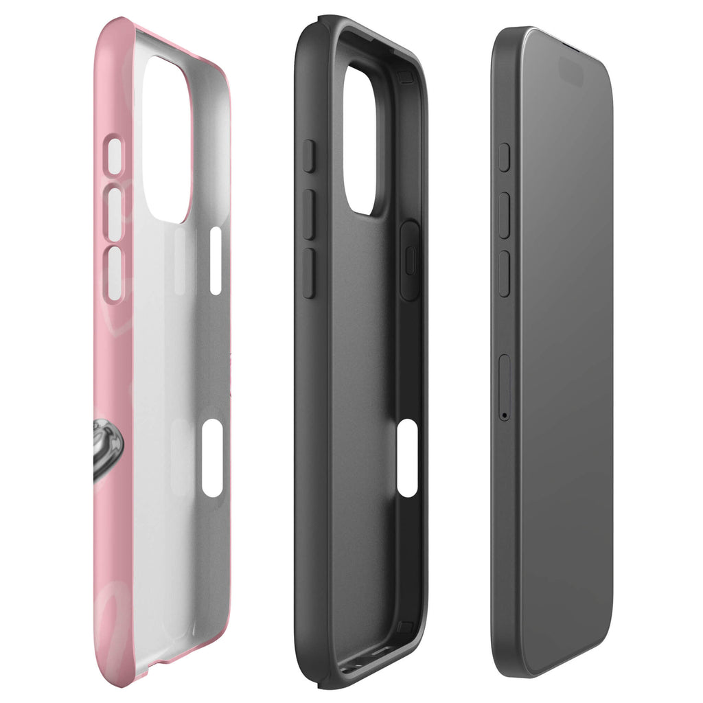 Custom bubblegum pink iPhone case 16 pro max dual-layer shockproof protection.
